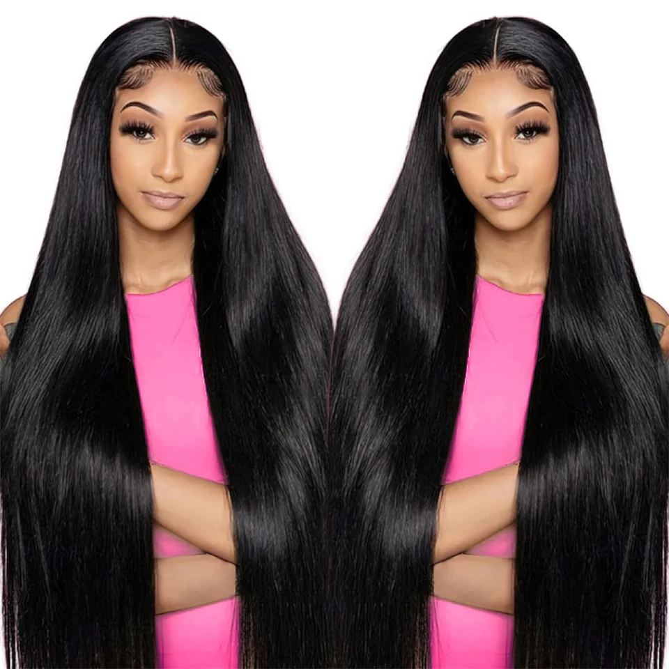 

32inch 13x4 Bone Straight Lace Front Wigs Preplucked 13X6 HD Lace Frontal Wig Natural Hairline Straight Glueless Wigs Human Hair