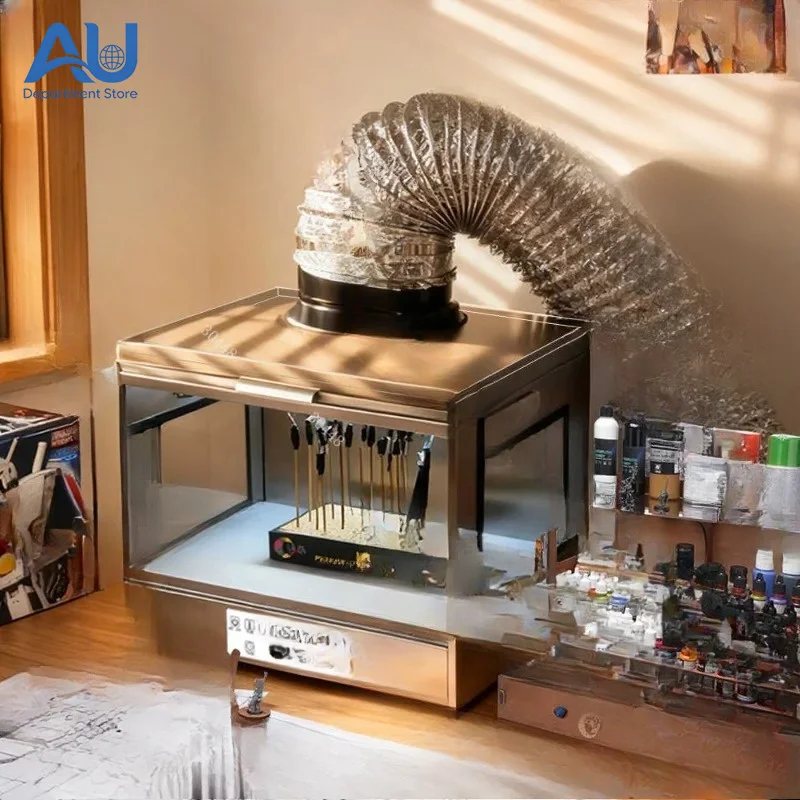Model Paint Booth with Drying Function Spray Exhaust Box Dust-Proof Baking Chamber for Airbrush Painting