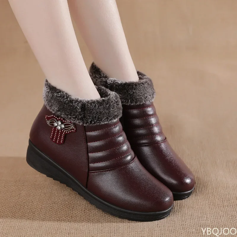 2026 Große Größe Neuer Winterstil mit Plüsch-Baumwollschuhen für Mittelalte und Ältere Menschen Rutschfeste Bequeme Weichsohlige Stiefel – Detail 1