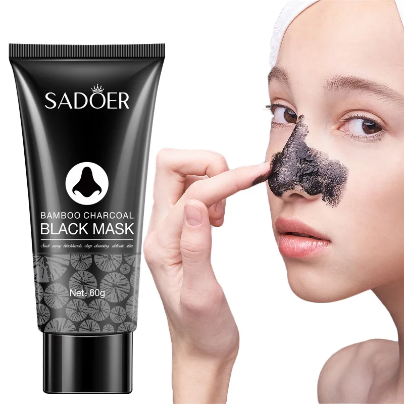 Mascarilla exfoliante para espinillas, 60g, carbón de bambú, Control de aceite, limpieza profunda, purificación, reduce los poros, mascarilla para la nariz, cuidado de la zona T, pegatinas nasales