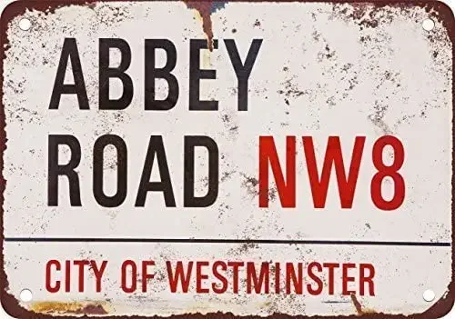 

Винтажный металлический знак Abbey Road, настенное украшение, гараж, магазин, бар, гостиная, Настенная картина, жестяной знак 12x8 дюймов