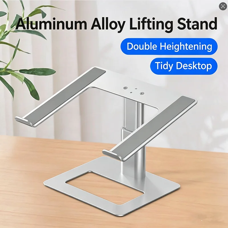 Adjustable Aluminum Laptop Stand, Ergonomic Height Riser with Cooling Vent for 10-17 inch Laptops