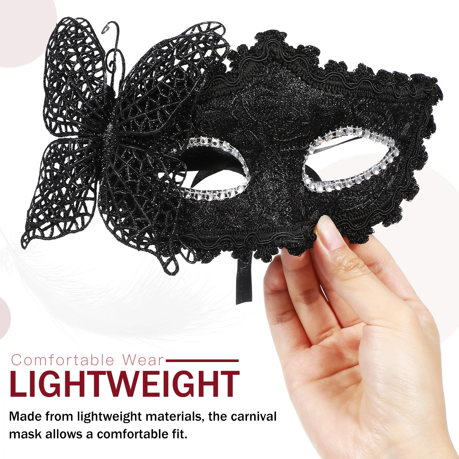 Maski Lekkie Plastikowe Koronkowe Maski na Oczy Damskie Karnawałowe Imprezowe Dekoracyjne Studniówkowe Kostiumy Motyl Akcesoria