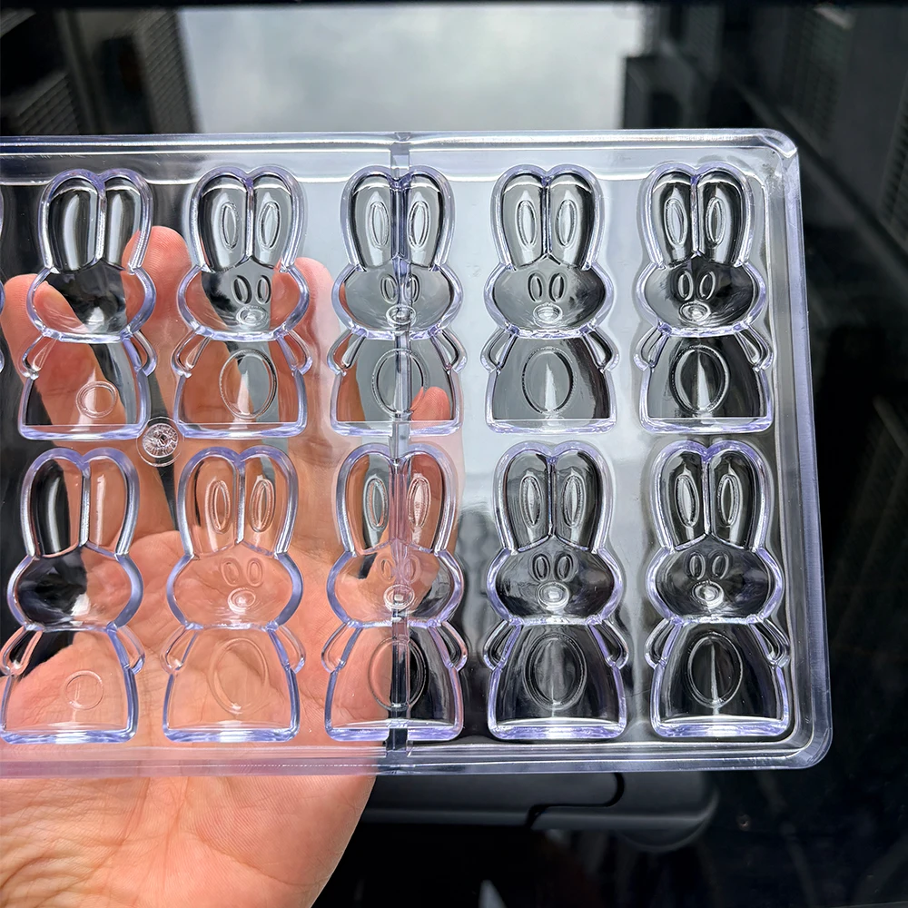 1Pcs Polycarbonate 3D Hollow Rabbit Chocolate Mold, 16‑Cavity Two‑Part Spliced Bunny Mold for Easter DIY Bonbon Candy Making - view 6