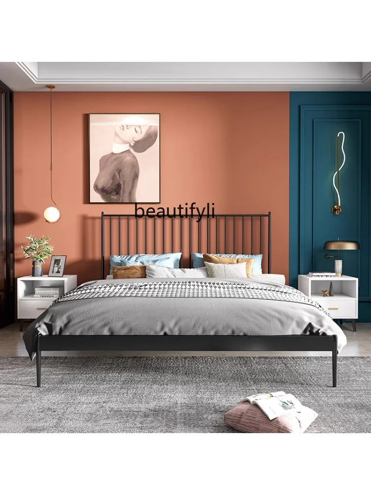 Nordic Entry Lux Style Iron Bed Simple Modern 1.5 M1.8 M Furniture Marriage Bed Princess Double Bed