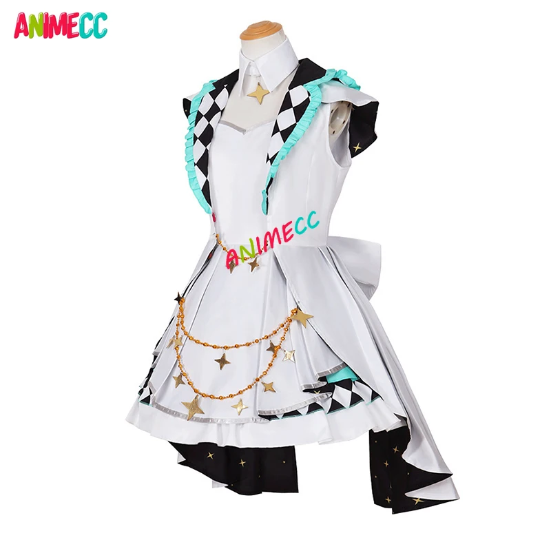 ANIMECC Projeto Sekai Colorido Estágio Mikuu Cosplay Traje para Mulheres e Meninas, Mais Salto, Vestido Kawaii, Festa de Halloween Uniformes