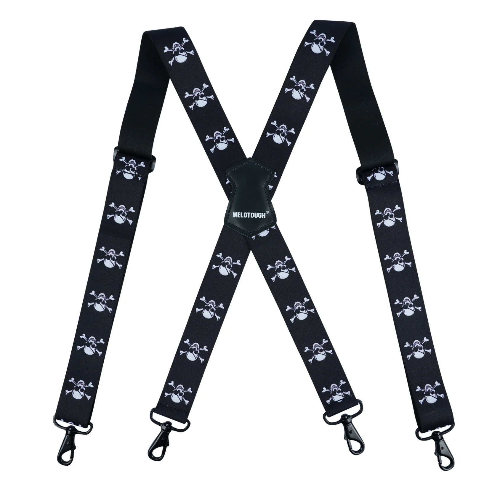 MELOTOUGH-Suspensórios ajustáveis para serviço pesado vintage masculino, suspensórios elásticos em forma de X, 4 ganchos para calças, suspensórios