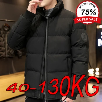 Tamanho grande parkas masculino M-8XL inverno grosso com capuz acolchoado casacos curto ferramentas zíper fino simples cor sólida preto para baixo jaquetas
