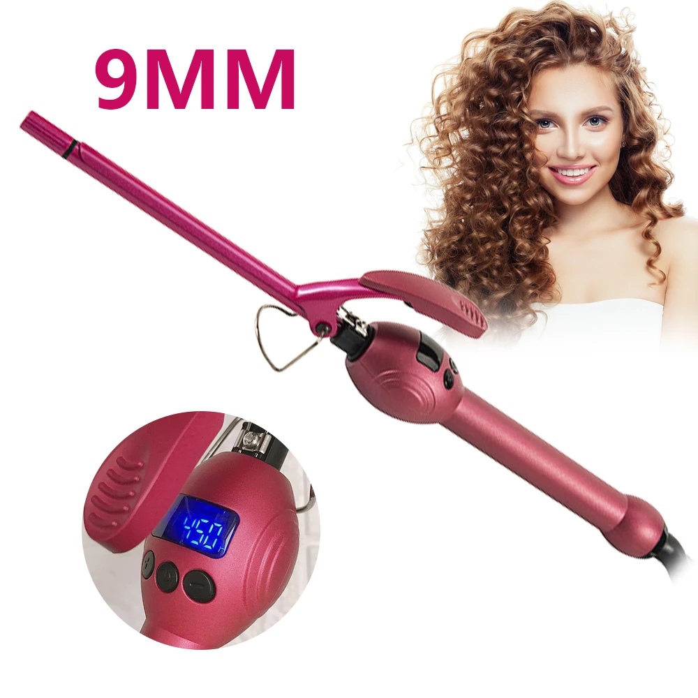 

3/8 Inch 9mm Hair Curler Wand Small Barrel Skinny Curling Iron Professional Ceramic Barrel Slim Tongs for All Hair Types