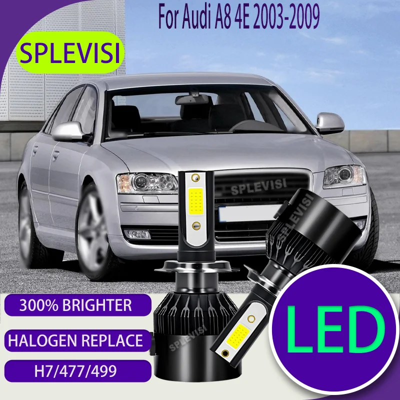 

LED Car Headlight Hi Lo Beam Halogen Replace Aluminum Housing 300% Brighter For Audi A8 4E 2003 2004 2005 2006 2007 2008 2009