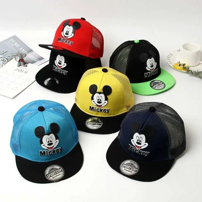 Disney Official Anime Kids Baseball Hats Cute Mickey Mouse Child Cap For Summer Mickey Spiderman Cotton Baby Hat Boy Girl Gifts