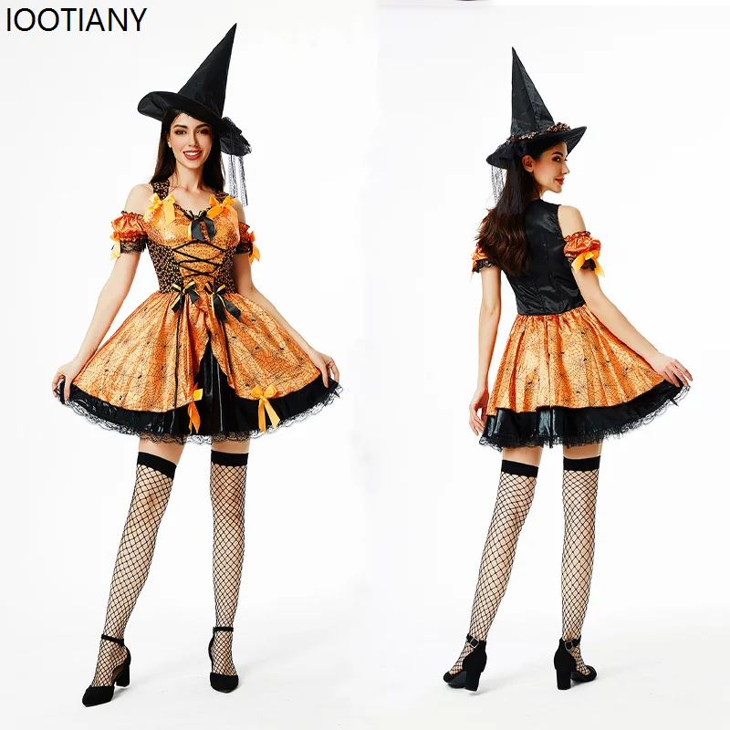 Halloween erwachsene Hexe Cosplay Kostüme Thema Party Maskerade Kürbis Zauberer lustiges Kleid Karneval Bühne Leistung verkleiden sich neu