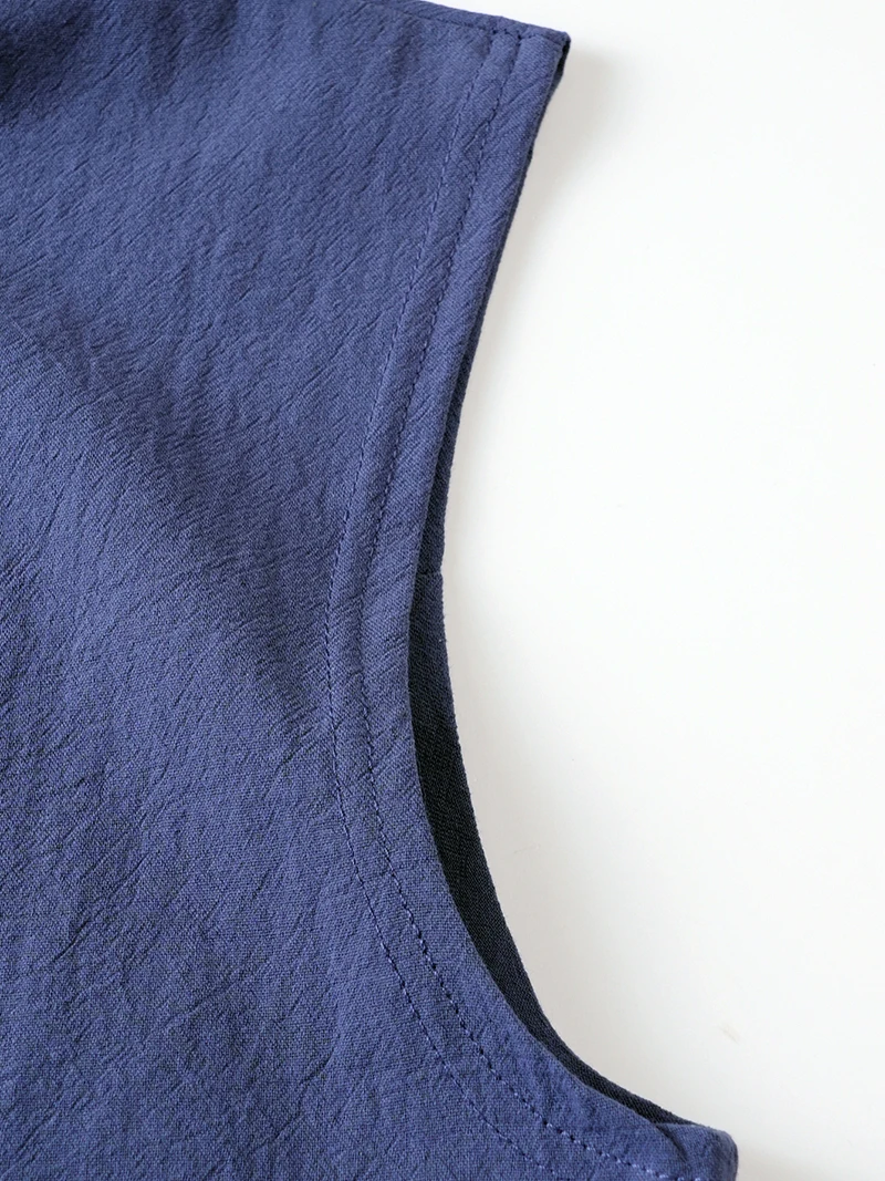 2026 Neue Herren Leinen-Henley-Tanktops mit Stehkragen, Ärmellos, Locker Sitzend, für Strand, Resort, Reisen, Alltag, Outdoor, Urlaub, Freizeit-Weste – Detail 11