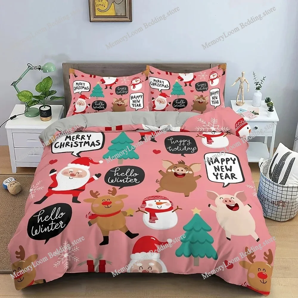 

Christmas Decoration Bedding Set Luxury Soft Duvet Cover Set 3D Christmas Printed Quilt Cover King Queen Twin Home Textile