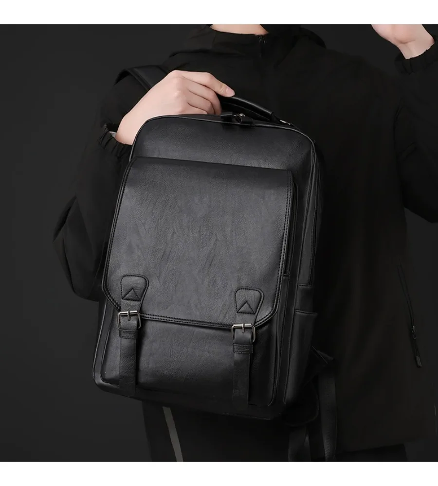 

Vintage brown men's laptop backpack anti-splash wear-resistant casual schoolbag for college students and office workers