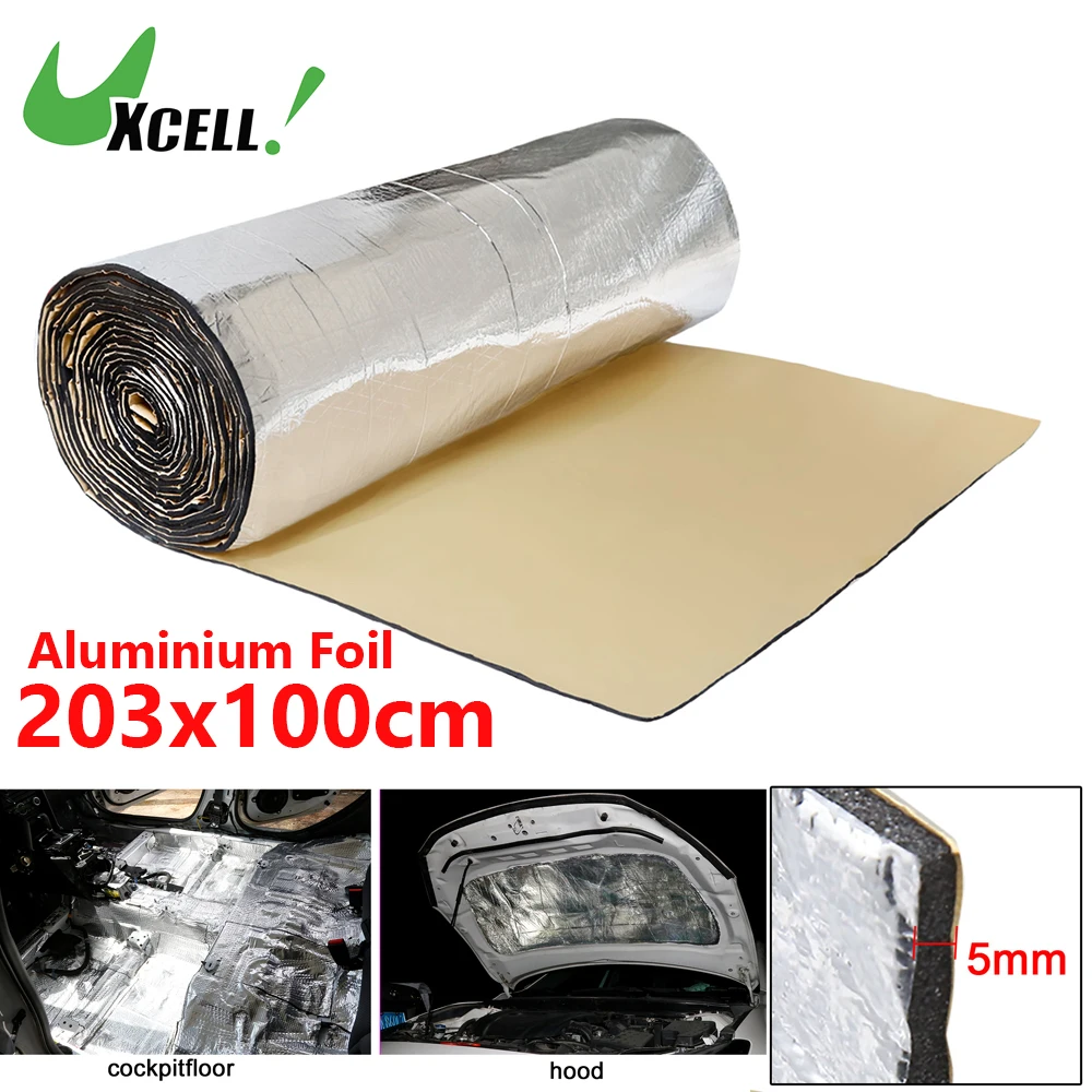 

Uxcell 203x100cm Car 5mm Sound Proofing Insulation Deadener Mat High Density Foam Aluminium Foil Heat Sound Deadening Sheet