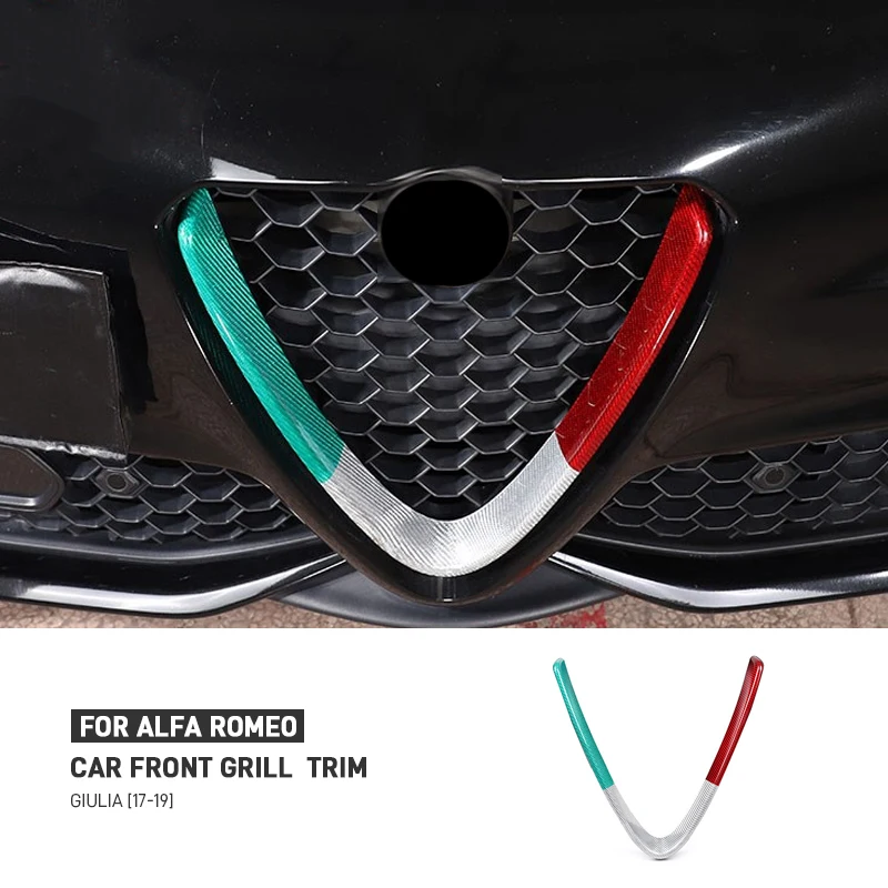 ل ألفا روميو جوليا 2017-2019 ألياف الكربون الحقيقية شبكات المصد الأمامي للسيارة الخامس الإطار الديكور ملصق الكسوة الملحقات الخارجية