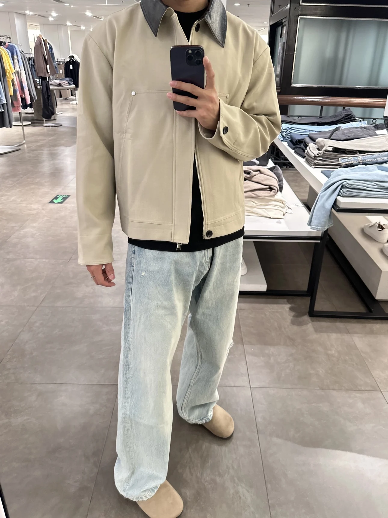 

American Sle Cleanfit Color Blo Collar Jaet Men's Autumn Winter ort Baseball Coat Casual Versatile Workwear