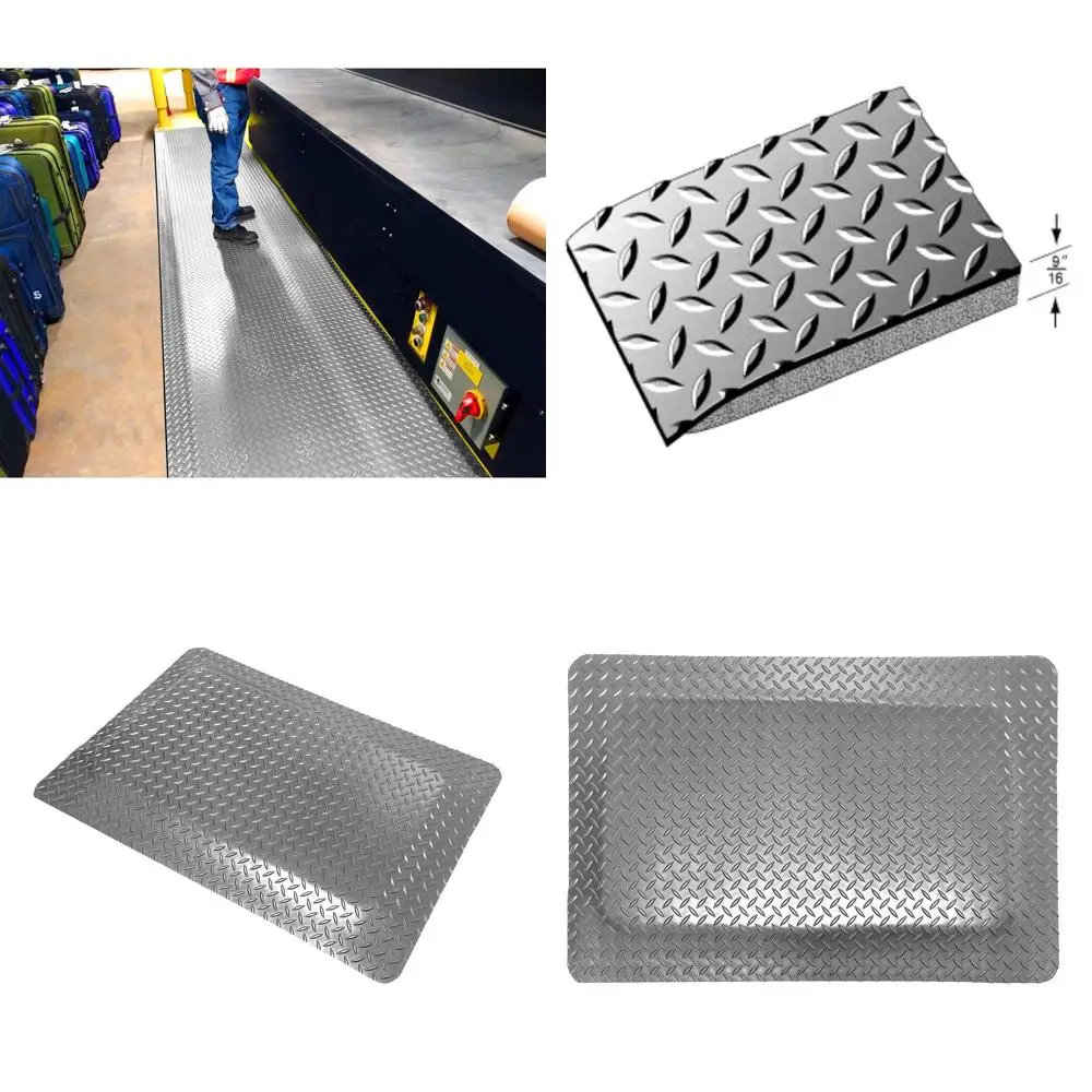 

Anti-Fatigue Diamond Plate Mat, 3ft x 17in, Grey Vinyl, 9/16in Thick