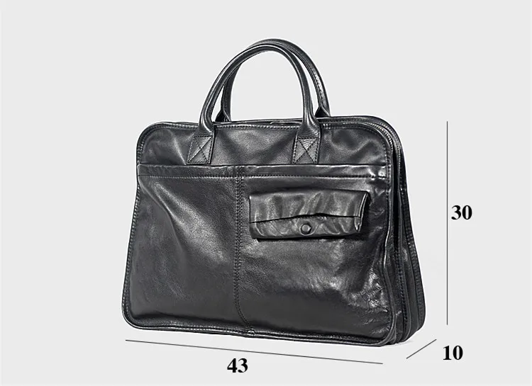 Sac à main rétro en cuir véritable pour hommes, étuis à bombes, cuir de vachette noir première couche, sac lancé par ordinateur, affaires