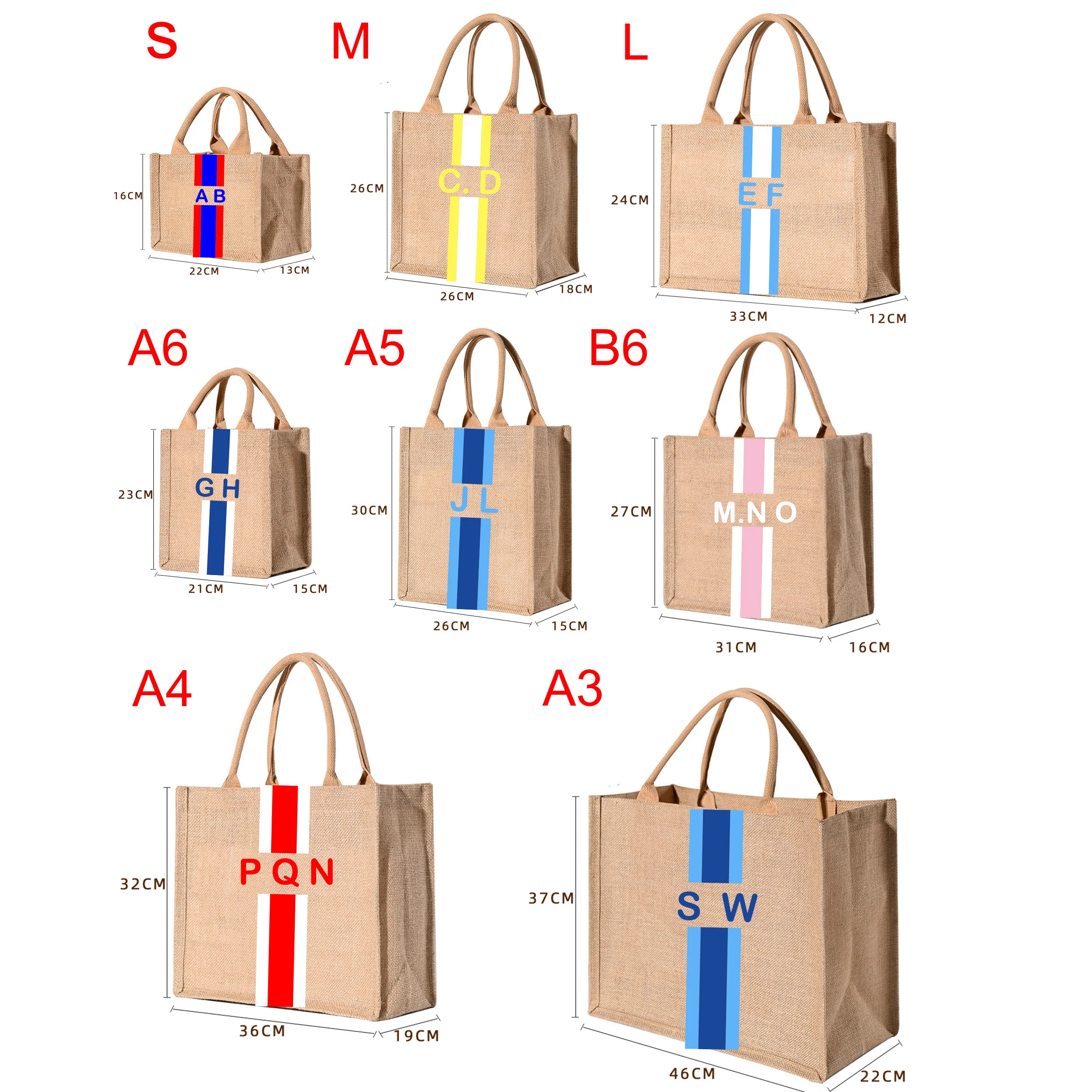 Personalized Jute Tote Bag with Name Burlap Monogrammed Gift For Her Bridesmaid Bridal Wedding Favor Custom Name Business Logo