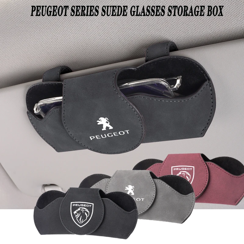 Car Sun Visor Glasses Case Sunglasses Holder Organizer For Peugeot 206 307 308 3008 206 207 208 407 408 508 2008 107 106 205 301