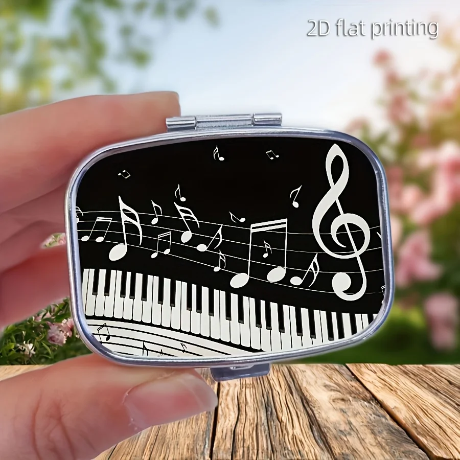 1 "Note Art" Pill Box, a Compact Pill Box Suitable for Placing in a Handbag or Purse, Mini Metal Pill Box, Easy to Carry, Can Hold Supplements, Vitamins, and Other Medications.
