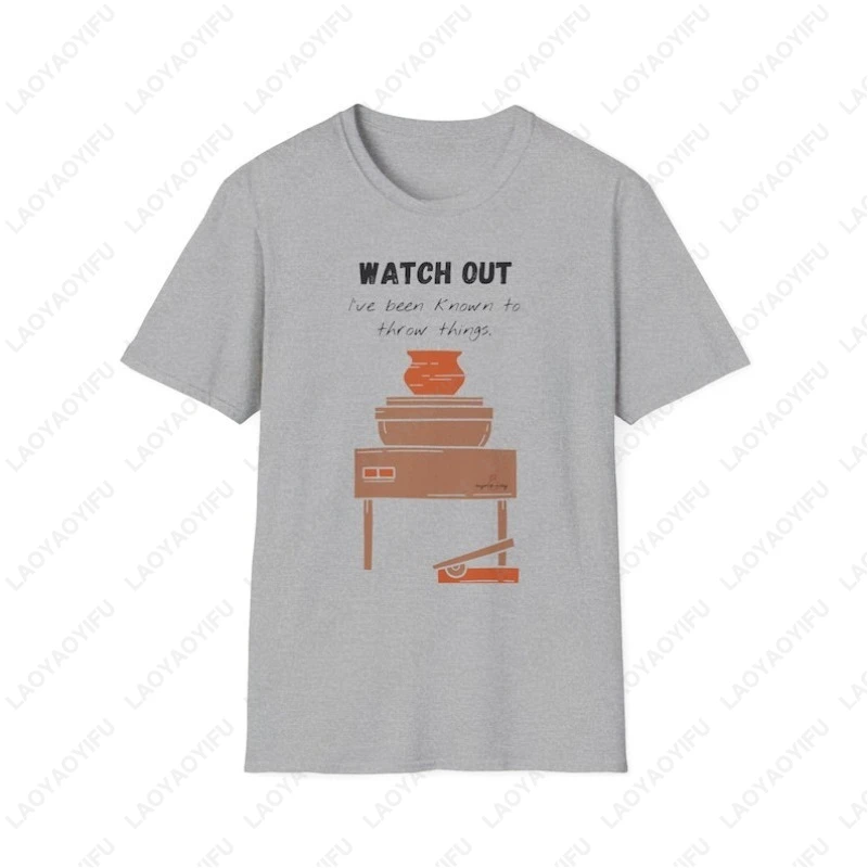 Pottery Wheel Tee Watch Out I've Been Known To Throw Things Funny Ceramic Artist Gift Clay Lover Tops Art Student Cotton Shirt