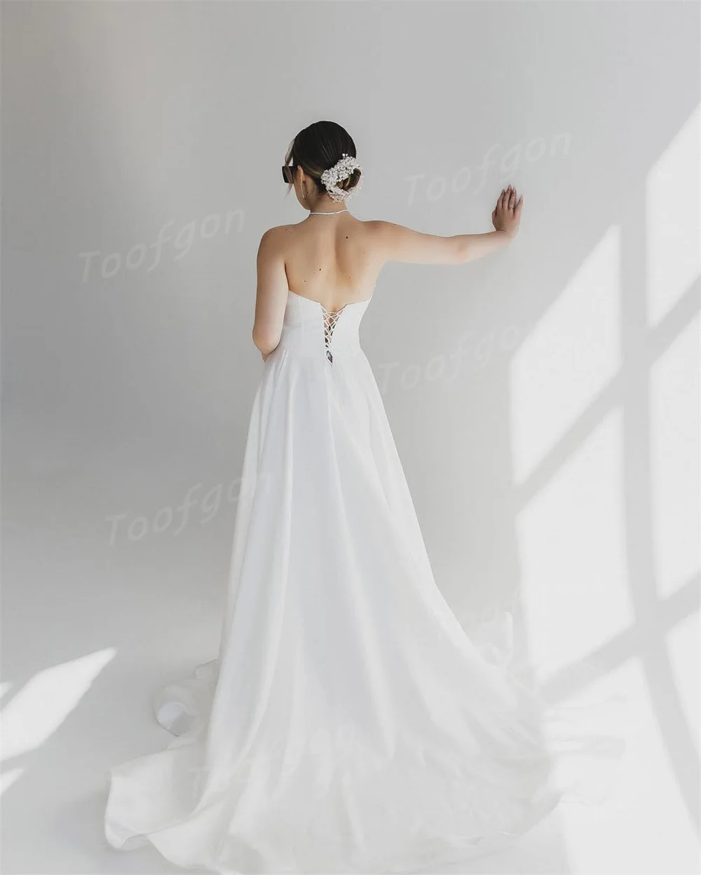 Toofgon Vintage Matte Satin Brautkleid Schatz Falte Hochzeit Kleid Hohe Schlitz Angepasst Braut Kleid Vestido De Noiva 2025