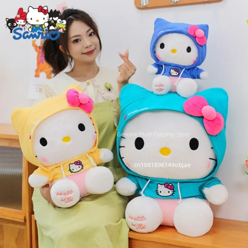 

30/45/60cm Big Size Hello Kitty Sweater Sanrio Anime Plush Stuffed Doll Plushies Room Decoration Pillow Ornaments Holiday Gifts