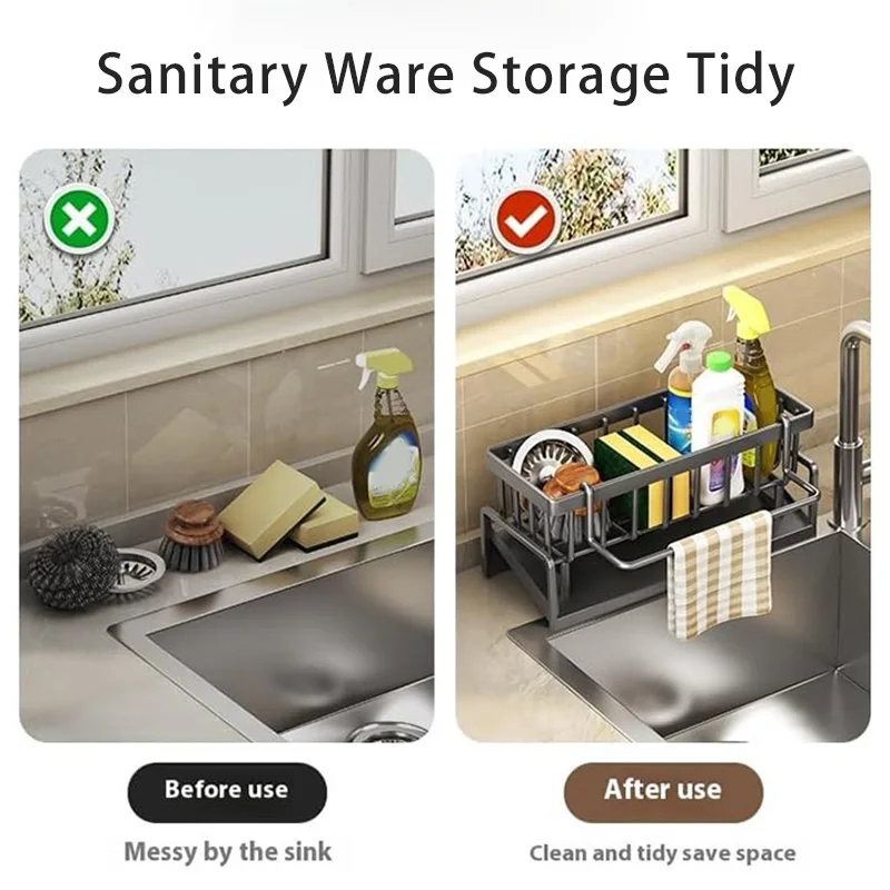 

Top Selling Sponge Rack Household Sink Rag Basket Dishwashing Sponge Towel Drain Plastic Shelf Bathroom Accessories BHL43-FRO