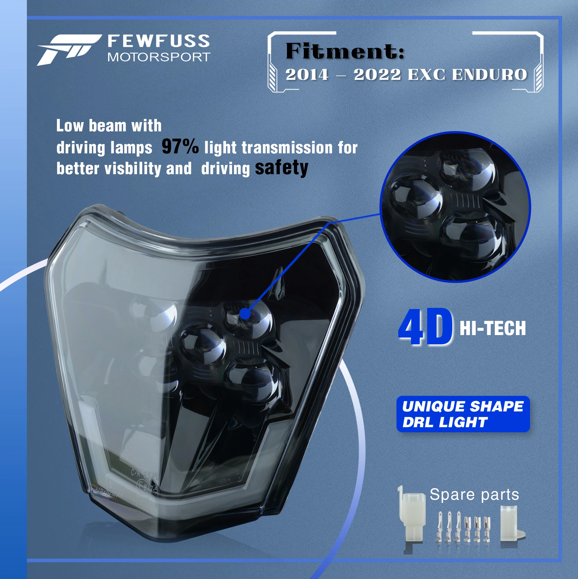 FEWFUSS รถจักรยานยนต์ไฟหน้าไฟหน้า Supermoto Fairing สำหรับ KTM EXC SXF MX Dirt Bike Enduro