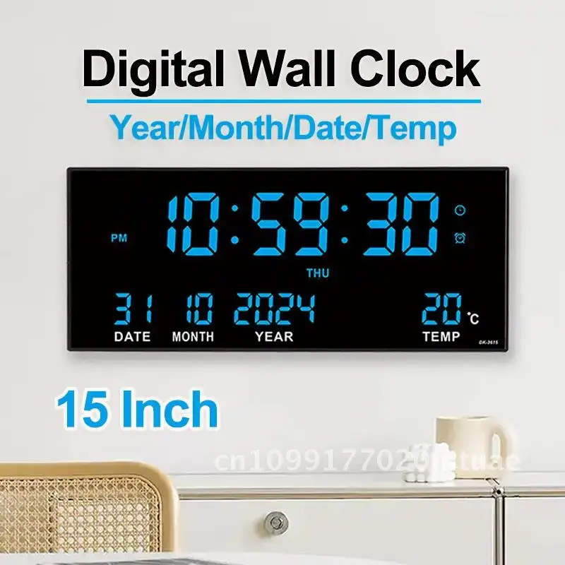 

Digital Wall Clock Large LED Display 14 Inch Alarm Date Calendar Temperature with 8 Sets of Alarms Plug in Use