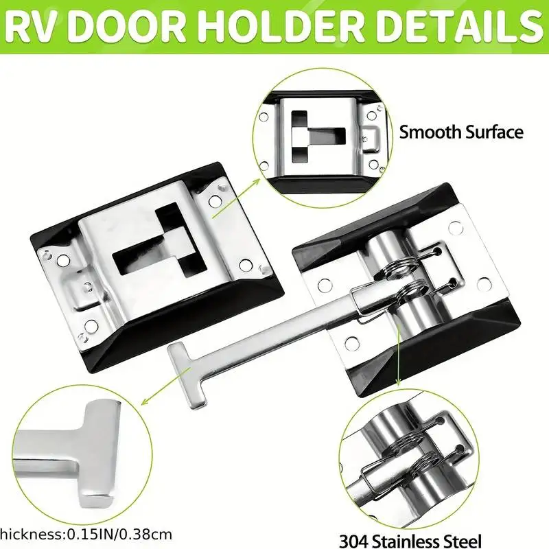 1 set Stainless Steel RV Door Holder Metal T-Style Entry Door Catch for Camper Trailer Motorhome Hook & Keeper Hardware Bracke