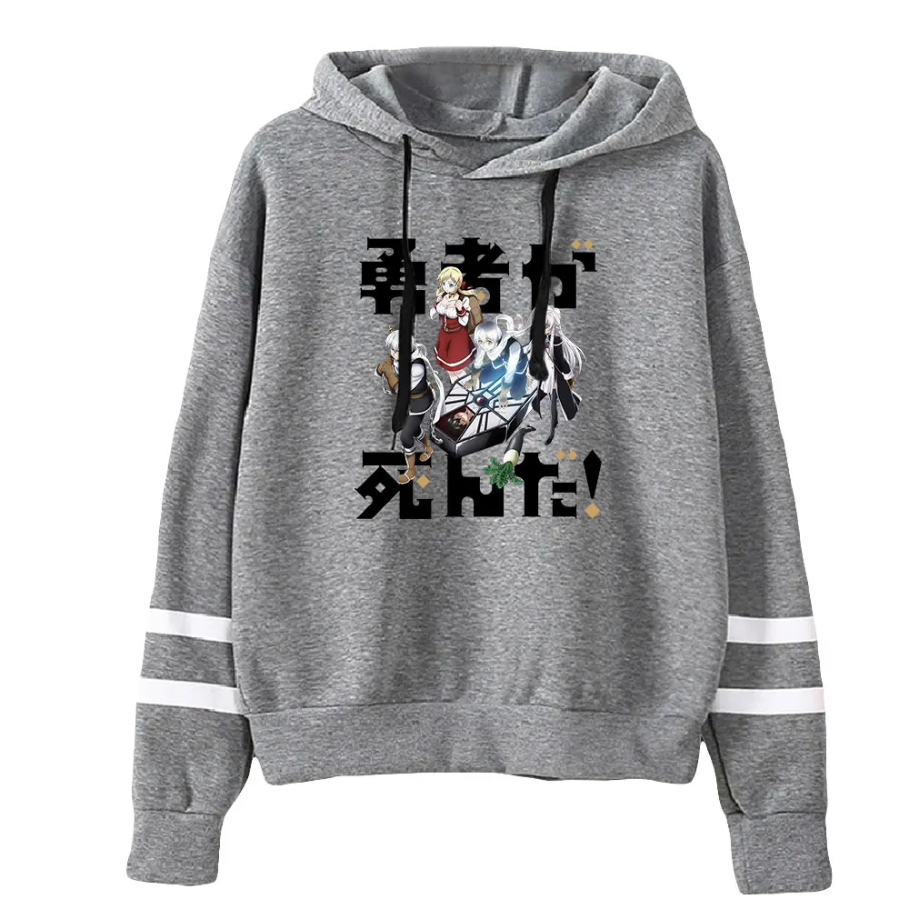 De Legendarische Held Is Dode Anime Pocketless Sweatshirts Met Parallelle Staven En Mouwen Voor Dames Hoodie Harajuku-Kleding