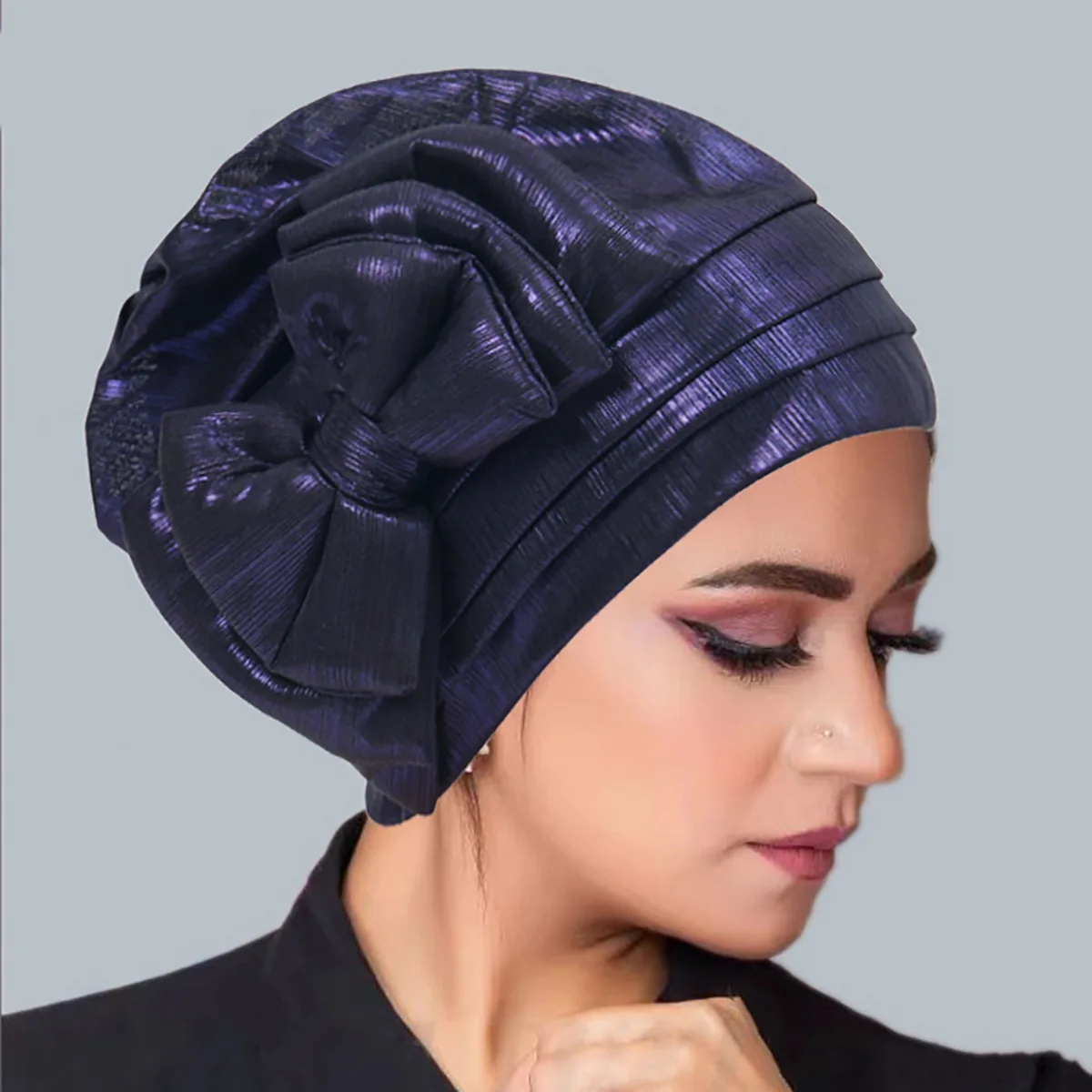 New Women Muslim Bow Knotted Turban Indian Hat Hijabs Beanie African Head Wraps Headscarf Chemo Cap Bandanas Turbante Mujer