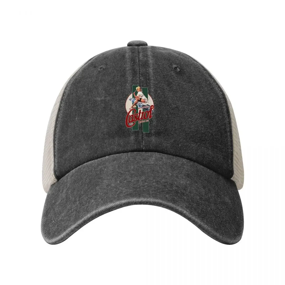 Castrol Vintage Pin Up \t Stripes \t Baseball Cap Mountaineering Bobble Hat Kids Hat Mens Women's