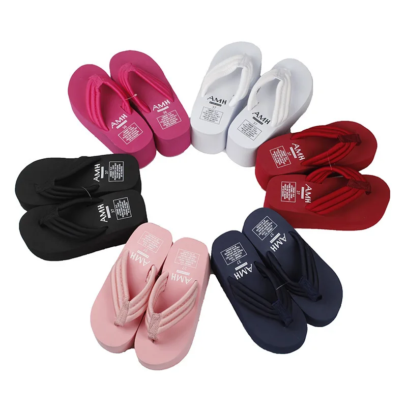 2026 New Super High Thick Sole Clamp Feet Luxury Slippers for Women\'s Elevated Beach Slope Heel Herringbone Slippers Flip-Flops