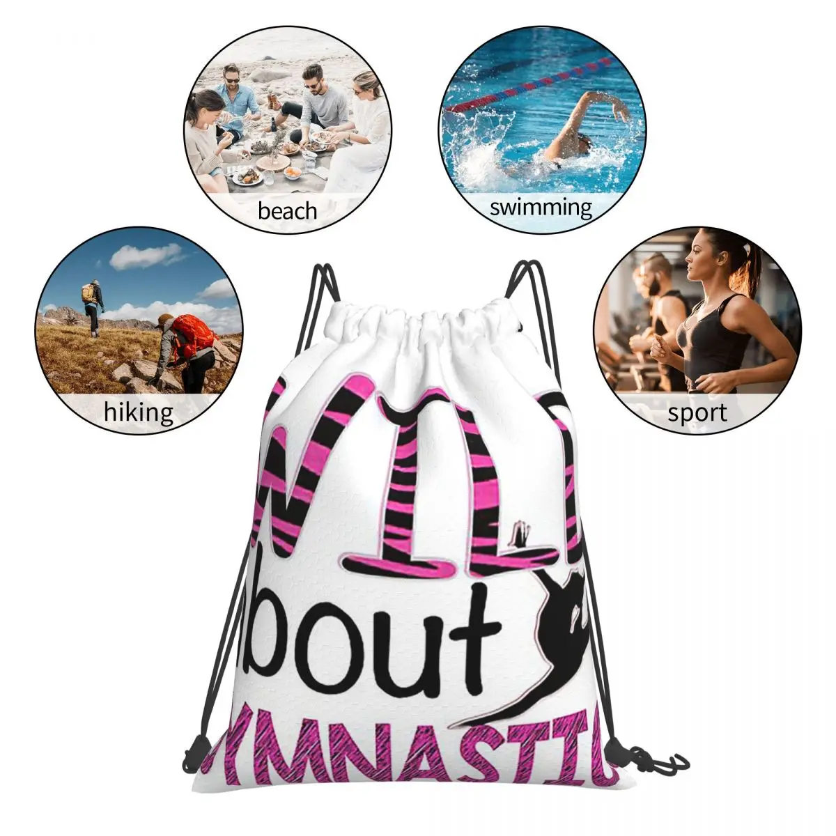Wild About Gymnastics Backpacks Casual Portable Drawstring Bags Sports Bag Book Bags For Man Woman Students