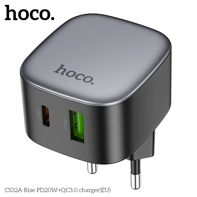 HOCO CS32A 20 واط PD شاحن شحن سريع QC4.0 QC3.0 USB نوع C شاحن آيفون 15 14 13 12 Xiaomi شاحن الهاتف شاحن سريع