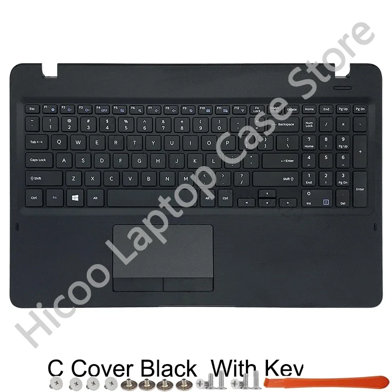 Imagem -04 - Laptop Back Lcd Cover para Samsung Moldura Frontal Palmrest Caixa Inferior Superior Dobradiças Tampa Traseira Np300e5k Np300e5m Np3500em Np300e5l Novo