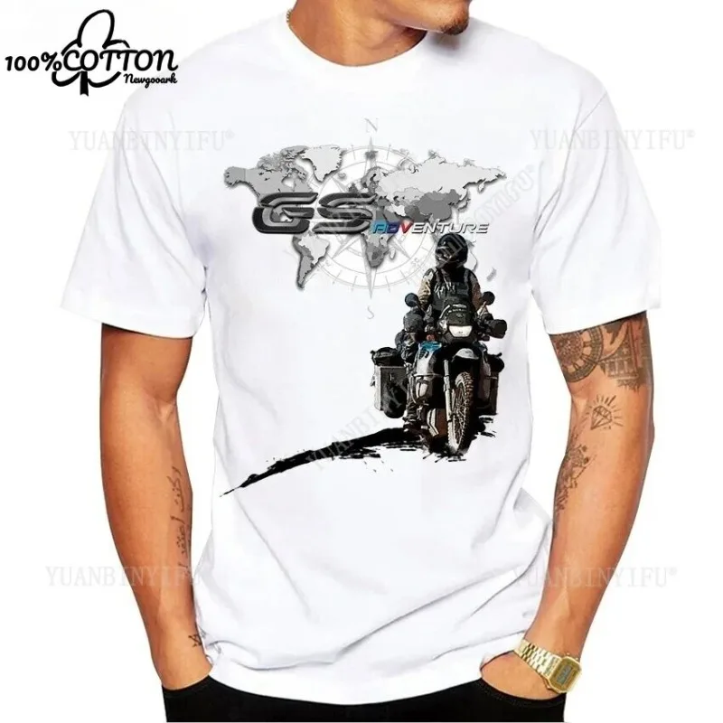 

Повседневная классическая мотоциклетная футболка с круглым вырезом и принтом, хлопковая футболка с короткими рукавами R1200GS GS Adventure Overlander Ride, повседневная уличная одежда