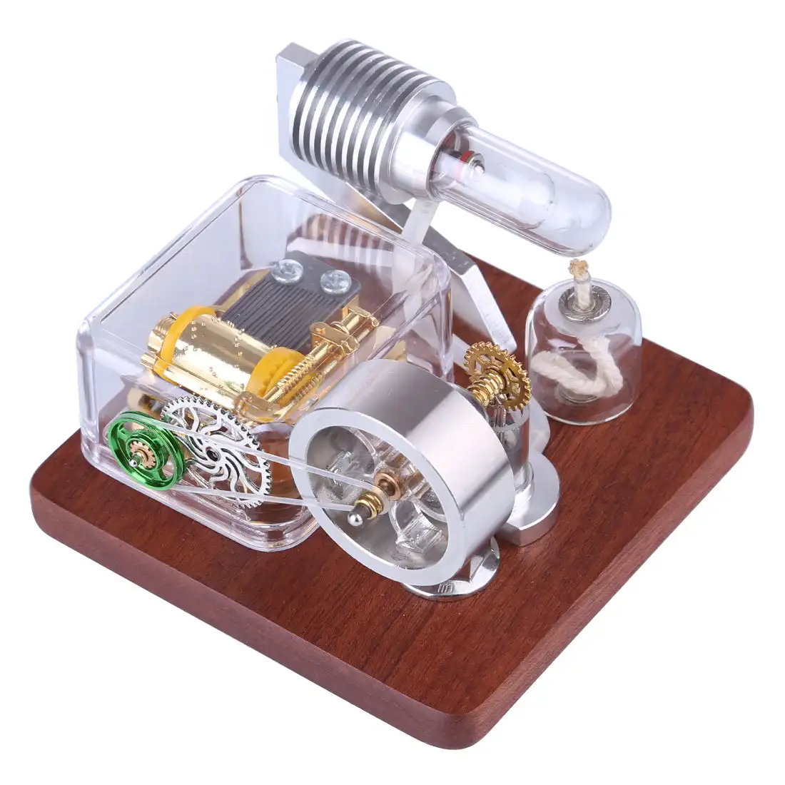 Stirling Engine Model with Rotating Mechanical Music Box Science Education Toy