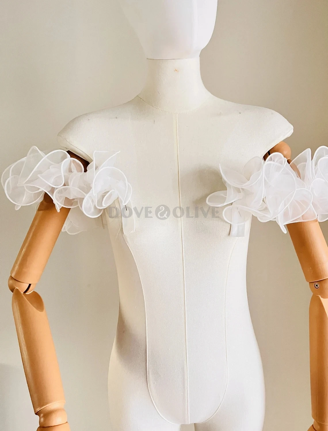 Removable Organza Wedding Straps Ruffles Bride Sleeves Bride Accessory Women Formal Party Accessories Custom made