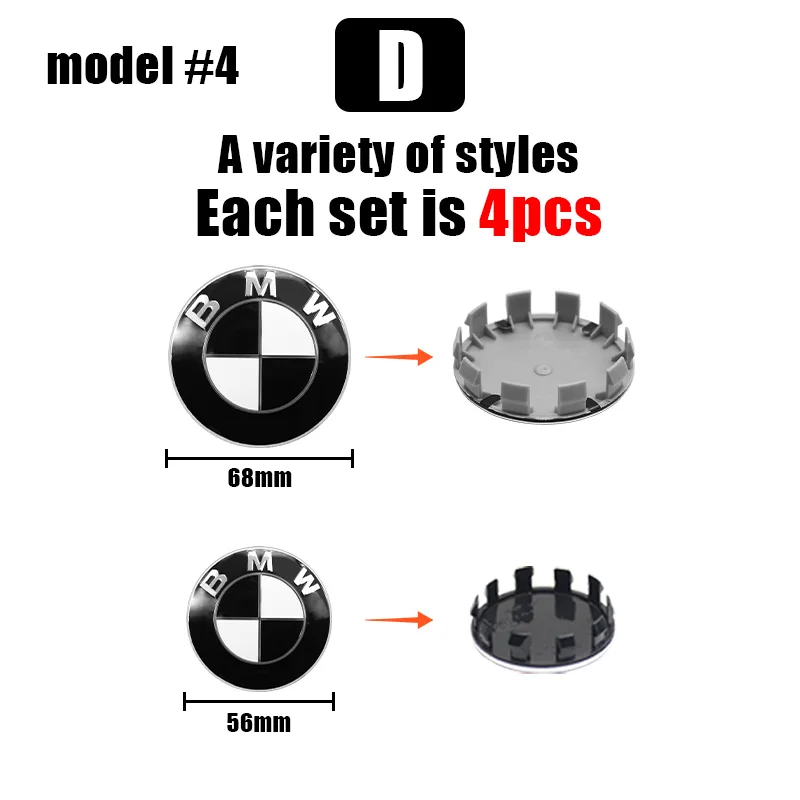 4개 BMW 자동차 휠 센터 캡 68mm 56mm 허브캡 퍼포먼스 M E46 E90 E30... - 2