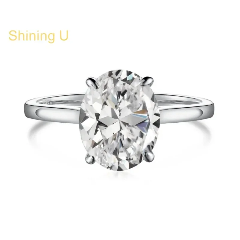 

Сияющее серебро U S925, 5А, циркон, 8*10 мм, 2 карата, овальное кольцо с драгоценными камнями для женщин, ювелирные изделия, помолвка
