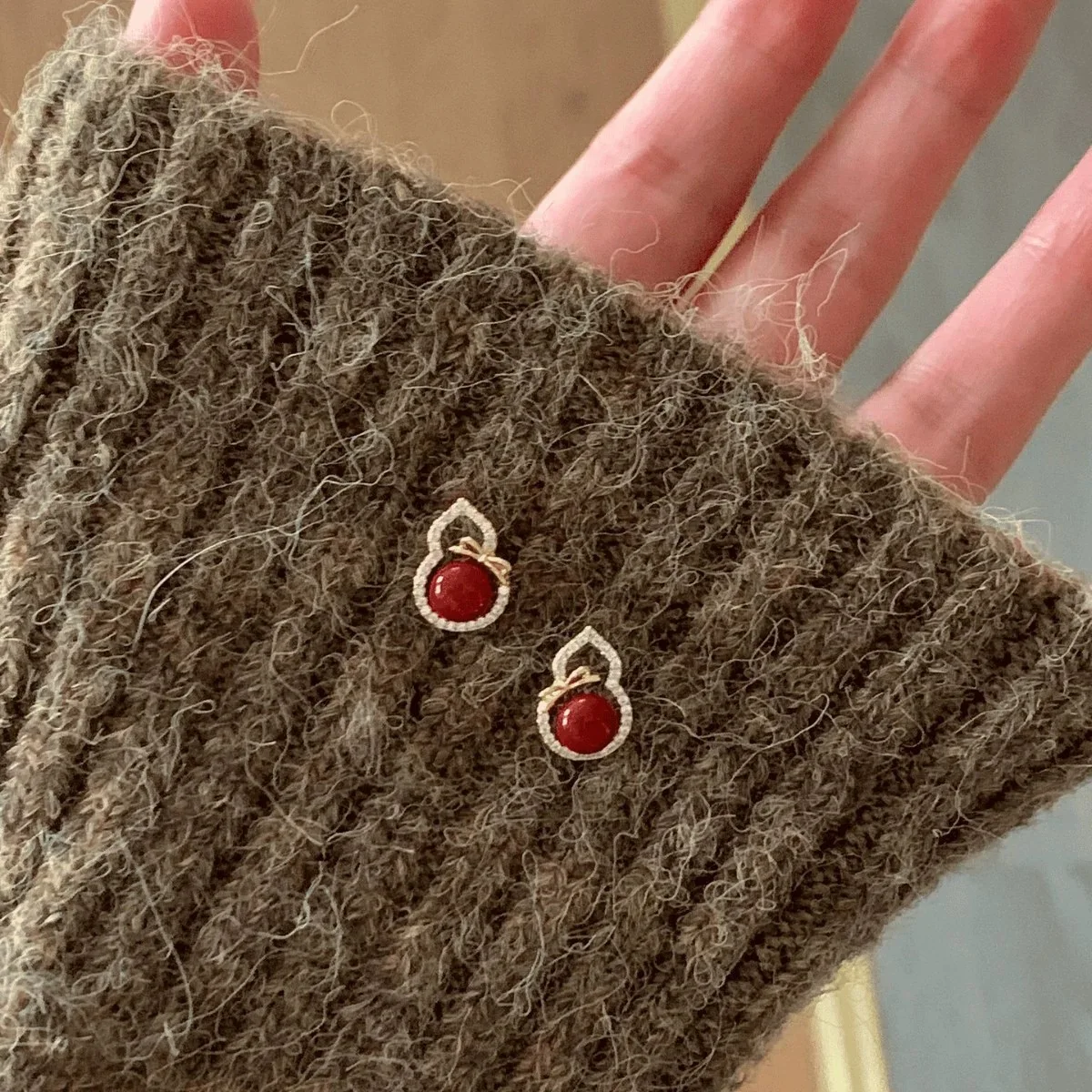 

Простые красные серьги, серьги Fulu в форме тыквы, новые высококачественные серьги в китайском стиле, серьги с темпераментом