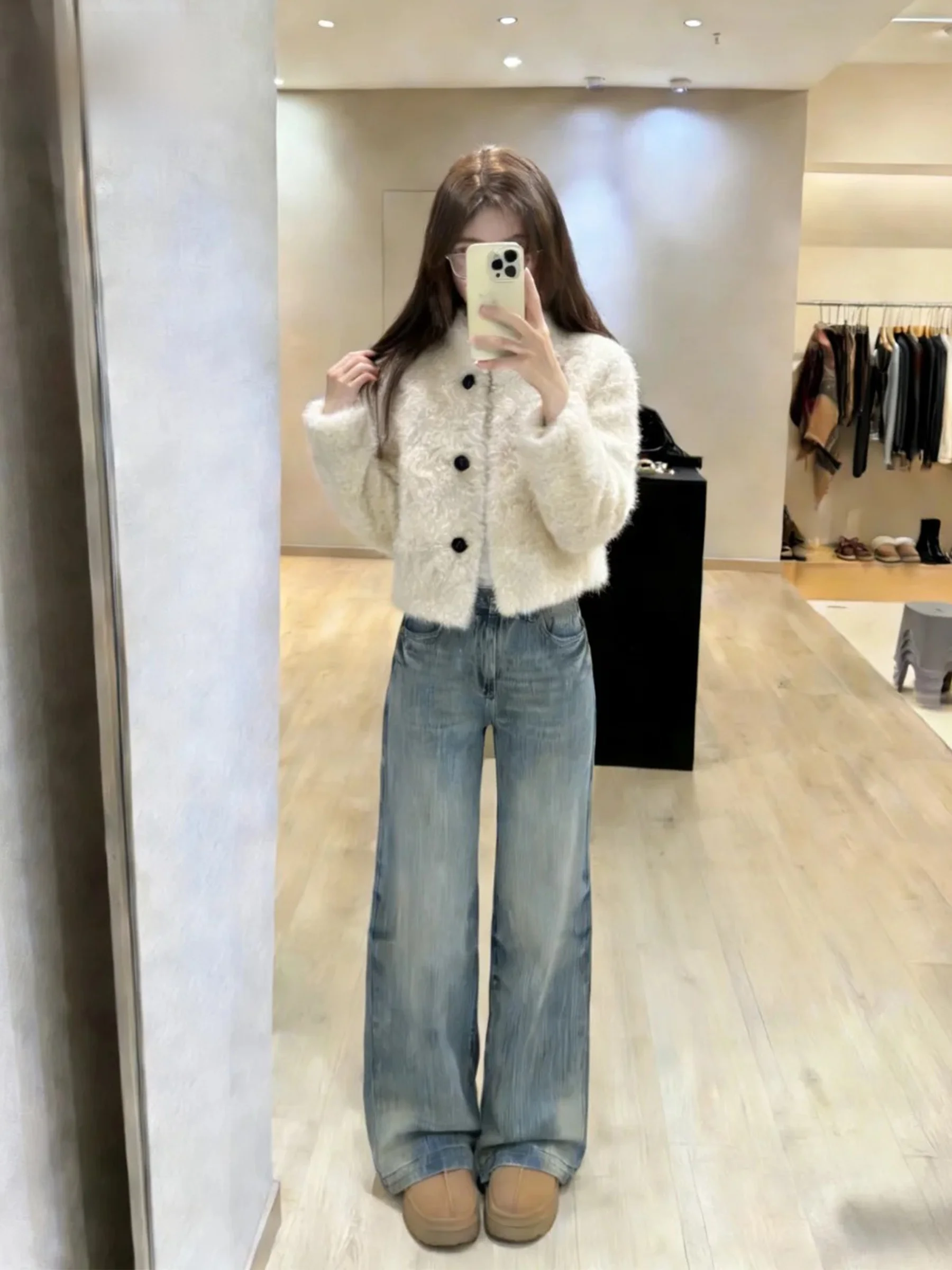 

Синие американские ретро-джинсы с широкими штанинами для женщин, свободные, прямого кроя, повседневные, весна-лето, новый стиль, джинсы с естественной талией