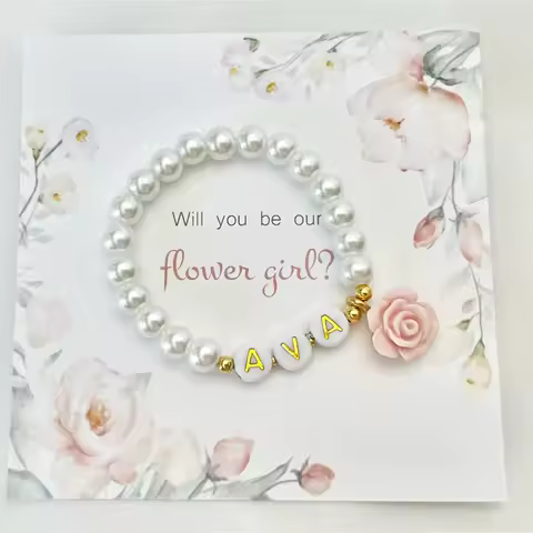 Flower girl proposal gift flower girl bracelet flower girl proposal box little girl pearl bracelet wedding flower girl gift idea