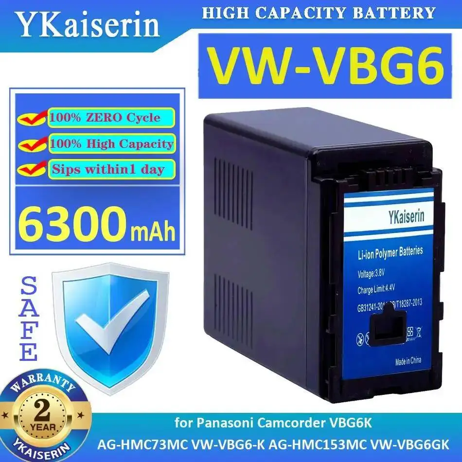 

For Panasoni VBG6K AG-HMC73MC VW-VBG6-K AG-HMC153MC VW-VBG6GK Long-Lasting Performance 6300Mah VW-VBG6 Camera Battery